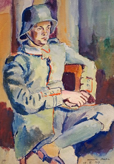 Self-portrait with Steel Helmet by Helmuth Macke
